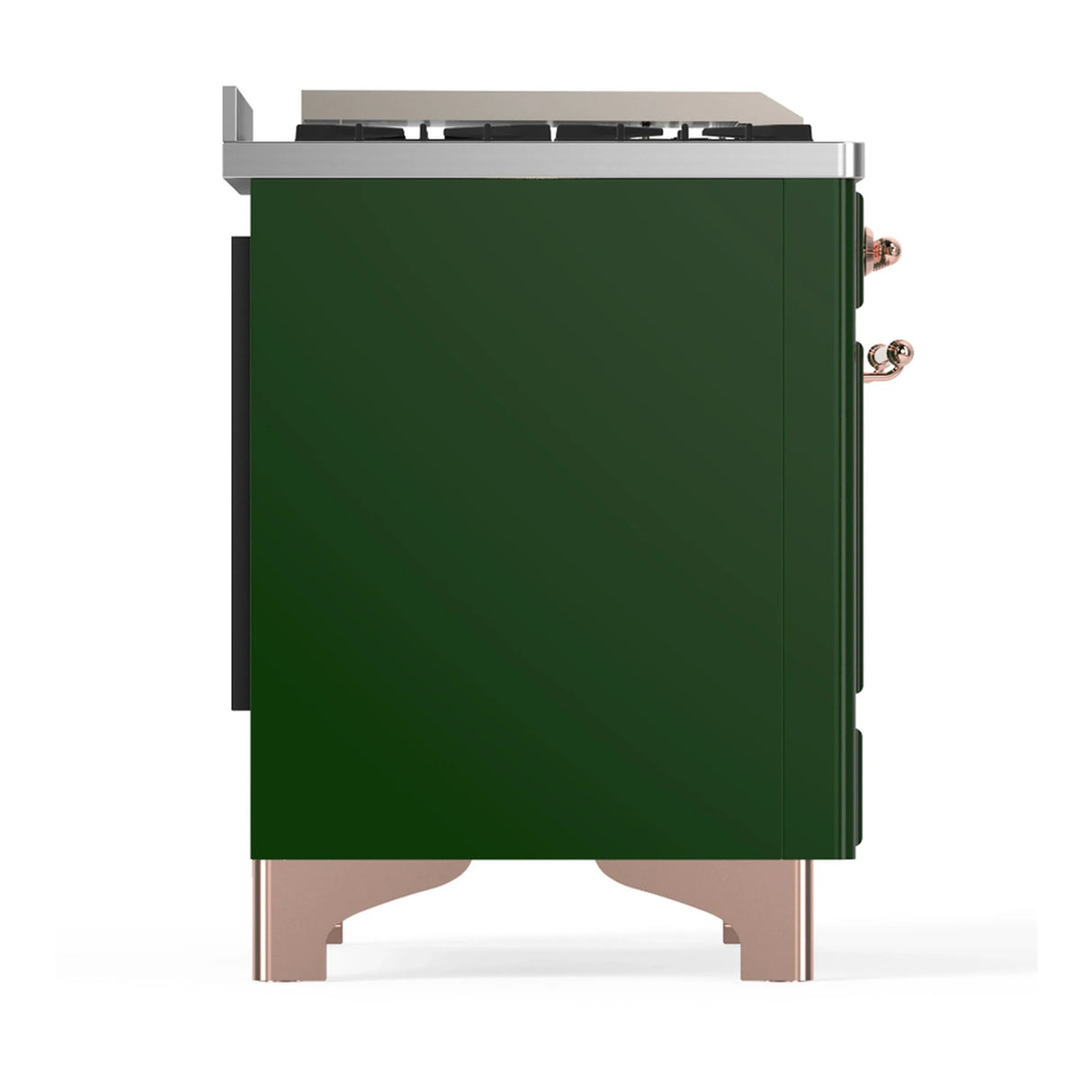 ILVE Majestic III 60-inch Dual Fuel Range with 5 Liquid Propane Burner, Griddle, French Top and Solid Door Electric Oven in Emerald Green with Copper Trim (UM60FSQNR3EGPLP)