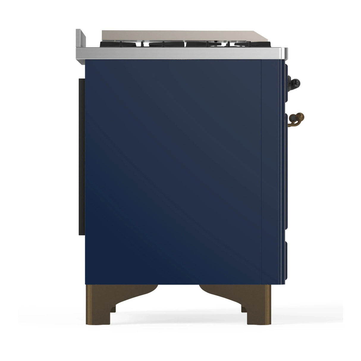 ILVE Majestic III 60-inch Dual Fuel Range with 5 Liquid Propane Burner, Griddle, French Top and Solid Door Electric Oven in Midnight Blue with Burnished Trim (UM60FSQNR3MBBLP)