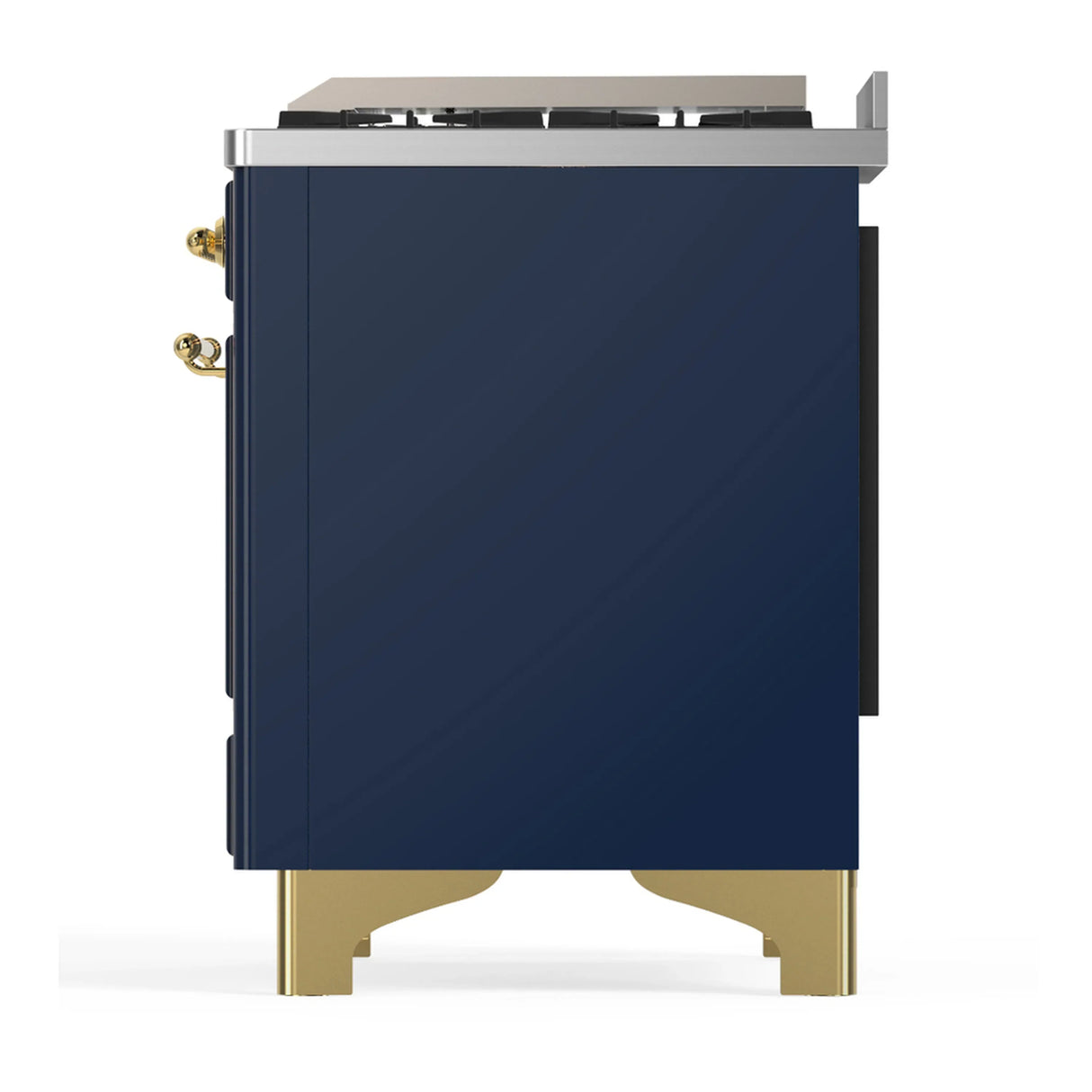 ILVE Majestic III 60-inch Dual Fuel Range with 5 Liquid Propane Burner, Griddle, French Top and Solid Door Electric Oven in Blue Grey with Brass Trim (UM60FSQNR3MBGLP)