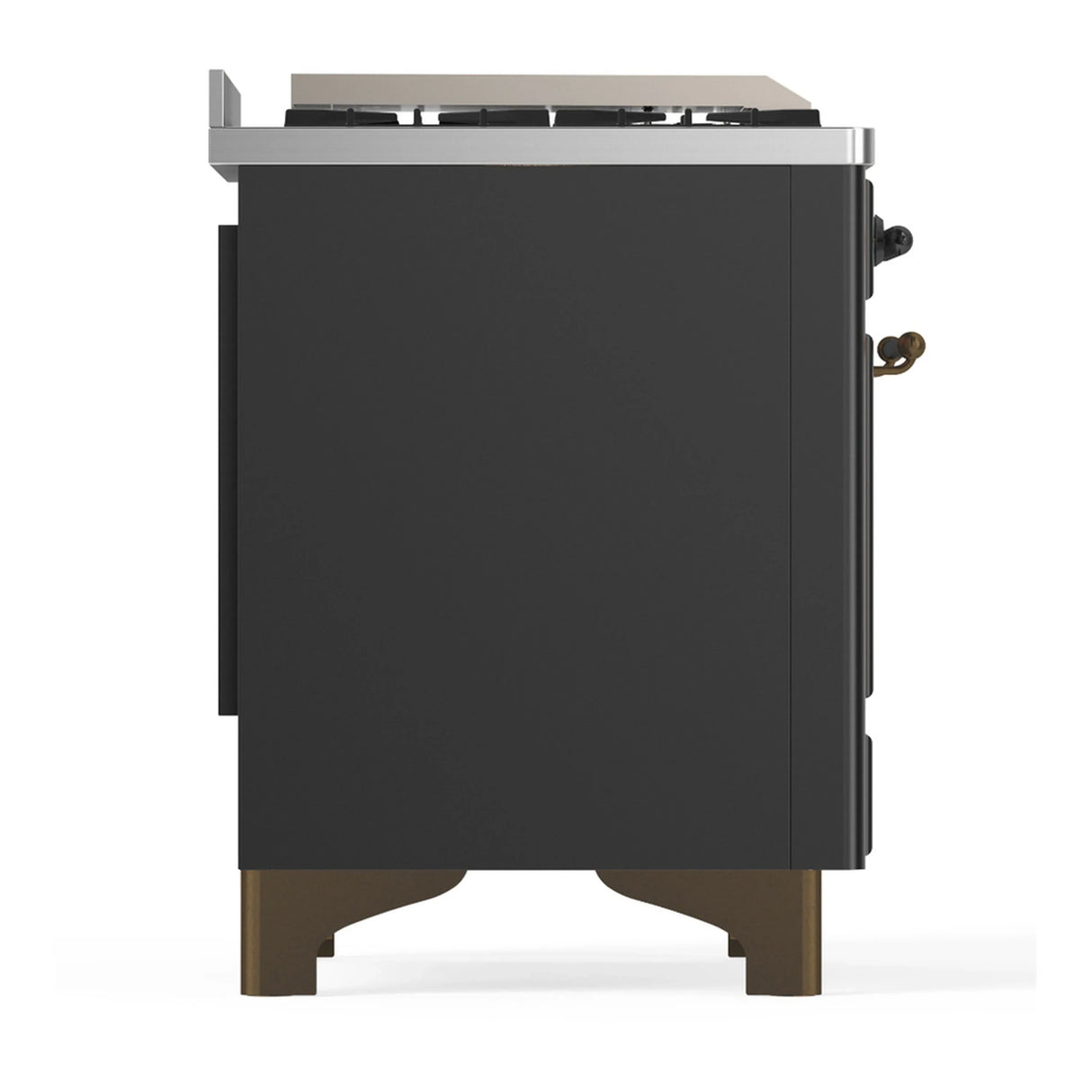 ILVE Majestic III 60-inch Dual Fuel Range with 5 Liquid Propane Burner, Griddle, French Top and Solid Door Electric Oven in Graphite Matte with Burnished Trim (UM60FSQNR3MGBLP)