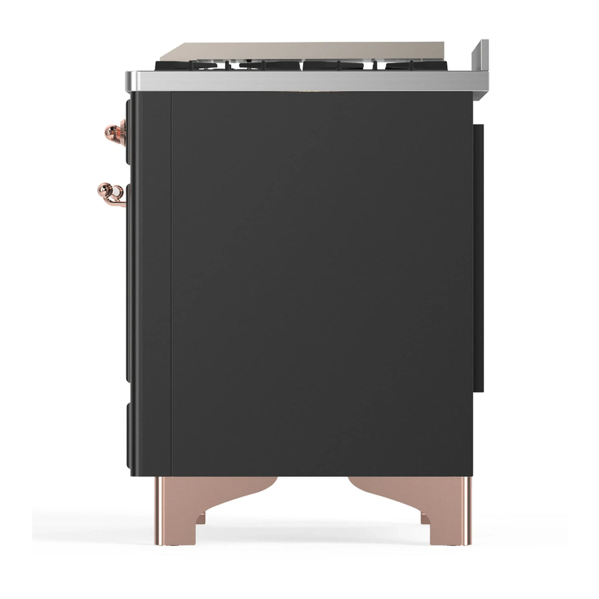 ILVE Majestic III 60-inch Dual Fuel Range with 5 Liquid Propane Burner, Griddle, French Top and Solid Door Electric Oven in Graphite Matte with Copper Trim (UM60FSQNR3MGPLP)