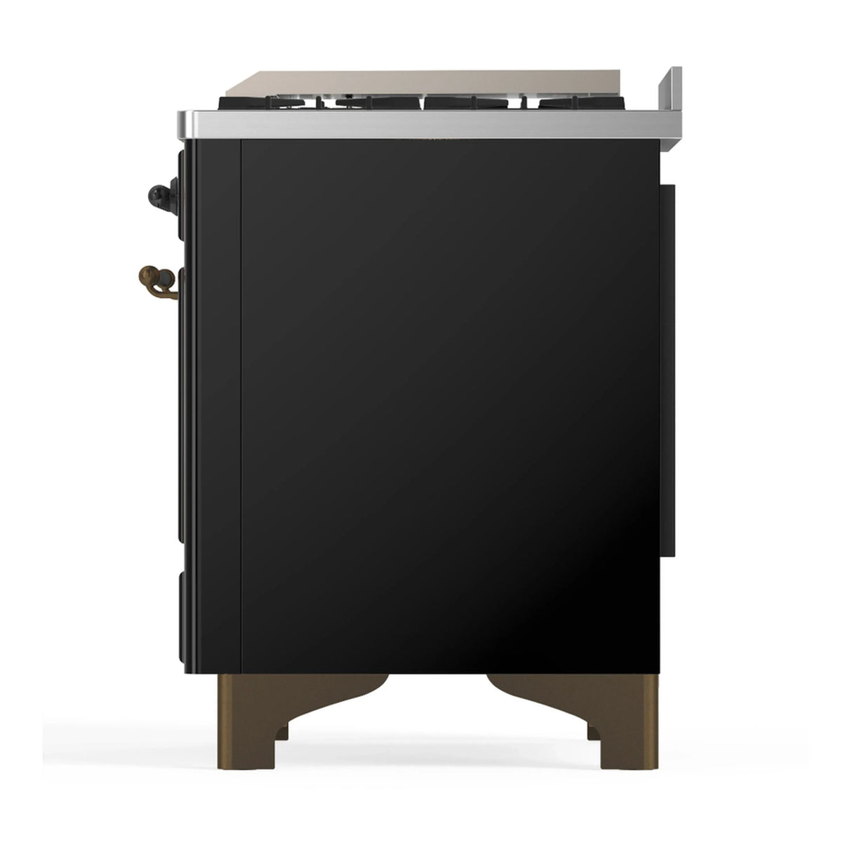 ILVE Majestic III 40-inch Dual Fuel Range with 5 Liquid Propane Burner, Griddle and Triple Glass Door Electric Oven in Glossy Black with Burnished Trim (UMD40FNR3BKBLP)