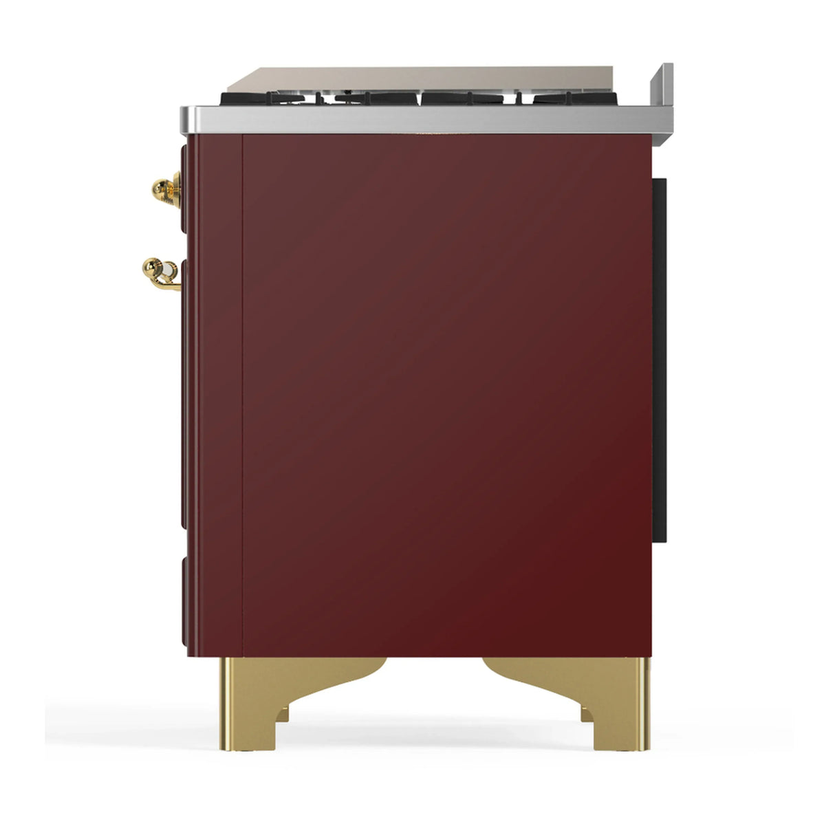ILVE Majestic III 40-inch Dual Fuel Range with 5 Liquid Propane Burner, Griddle and Triple Glass Door Electric Oven in Burgundy with Brass Trim (UMD40FNR3BUGLP)