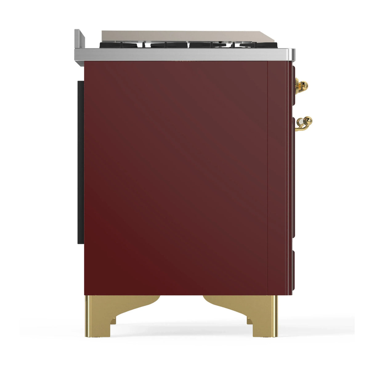 ILVE Majestic III 40-inch Dual Fuel Range with 5 Liquid Propane Burner, Griddle and Triple Glass Door Electric Oven in Burgundy with Brass Trim (UMD40FNR3BUGLP)