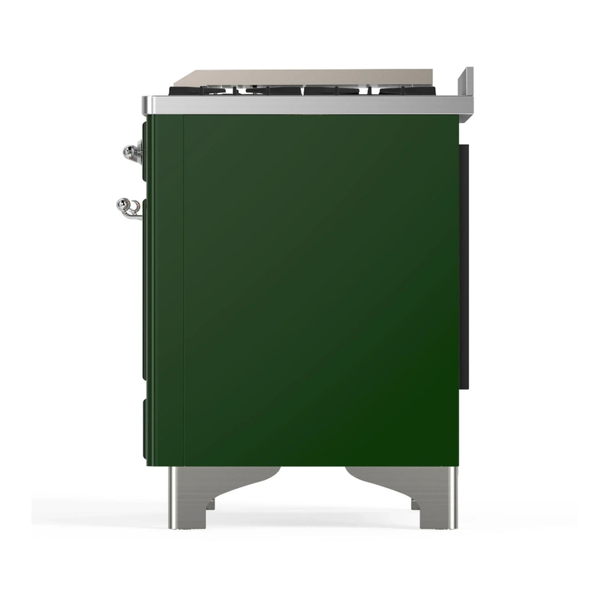 ILVE Majestic III 40-inch Dual Fuel Range with 6 Natural Gas Burner, Griddle and Triple Glass Door Electric Oven in Emerald Green with Chrome Trim (UMD40FNR3EGC)