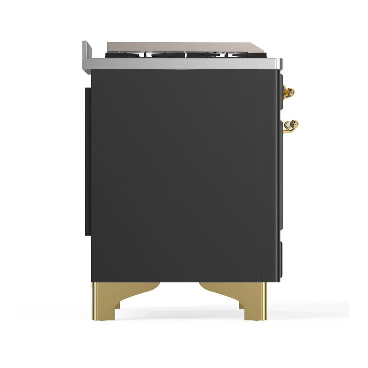 ILVE Majestic III 40-inch Dual Fuel Range with 5 Liquid Propane Burner, Griddle and Triple Glass Door Electric Oven in Graphite Matte with Brass Trim (UMD40FNR3MGGLP)