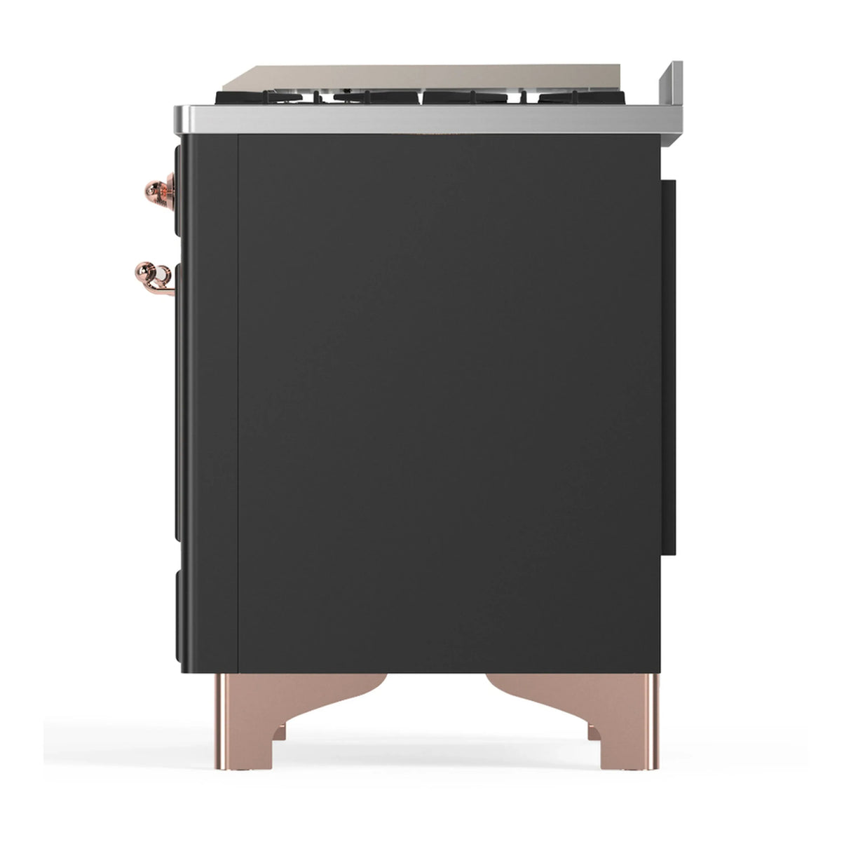 ILVE Majestic III 40-inch Dual Fuel Range with 5 Liquid Propane Burner, Griddle and Triple Glass Door Electric Oven in Graphite Matte with Copper Trim (UMD40FNR3MGPLP)