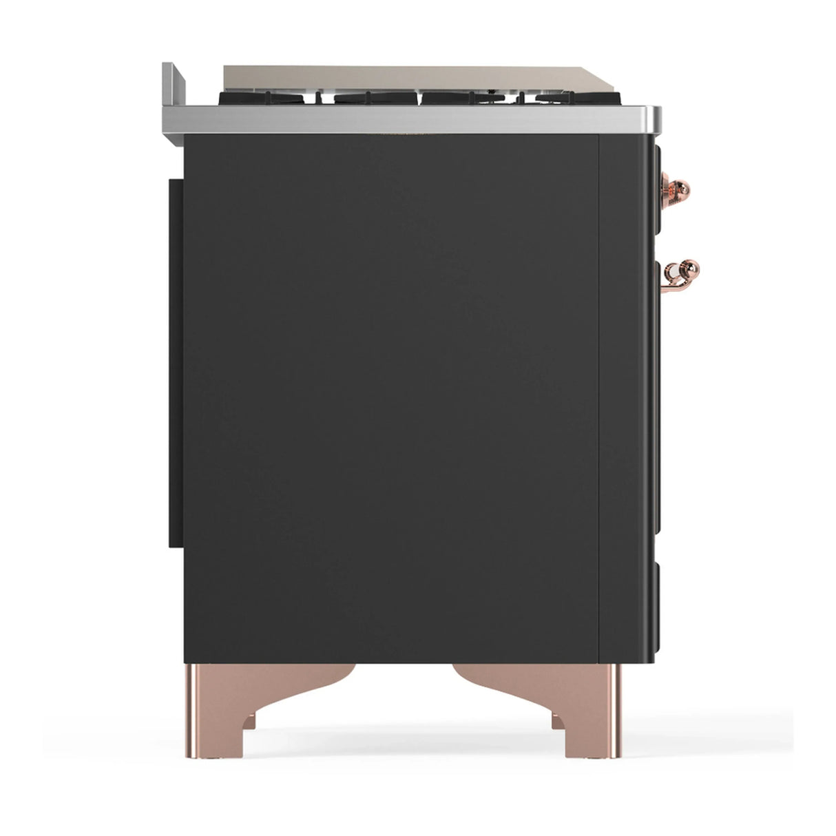 ILVE Majestic III 40-inch Dual Fuel Range with 5 Liquid Propane Burner, Griddle and Triple Glass Door Electric Oven in Graphite Matte with Copper Trim (UMD40FNR3MGPLP)