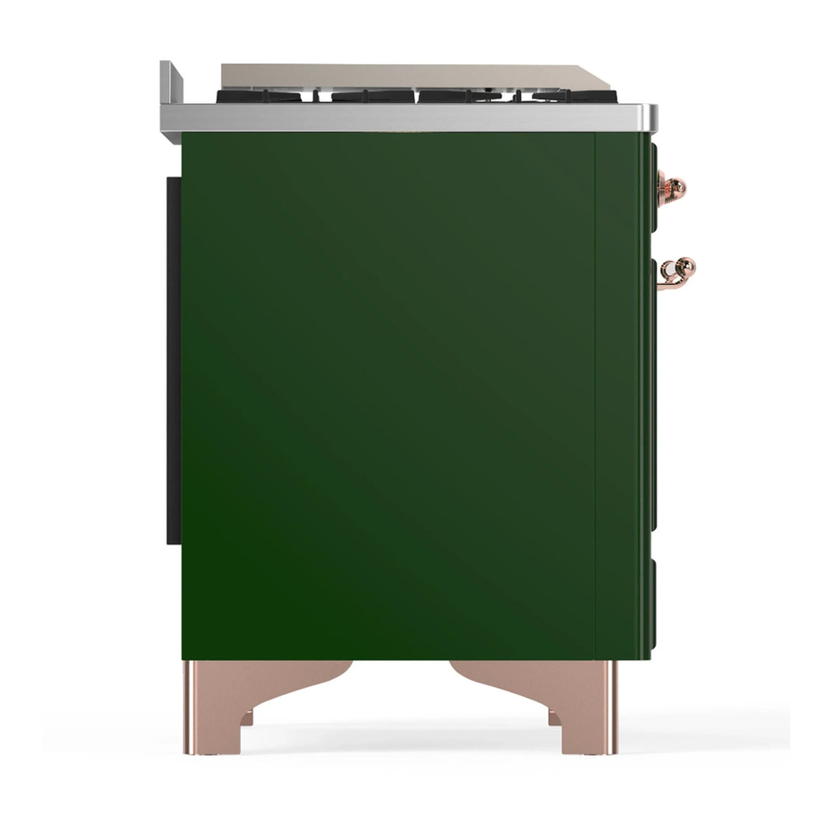 ILVE Majestic III 40-inch Dual Fuel Range with 6 Natural Gas Burner, Griddle and Solid Door Electric Oven in Emerald Green with Copper Trim (UMD40FQNR3EGP)
