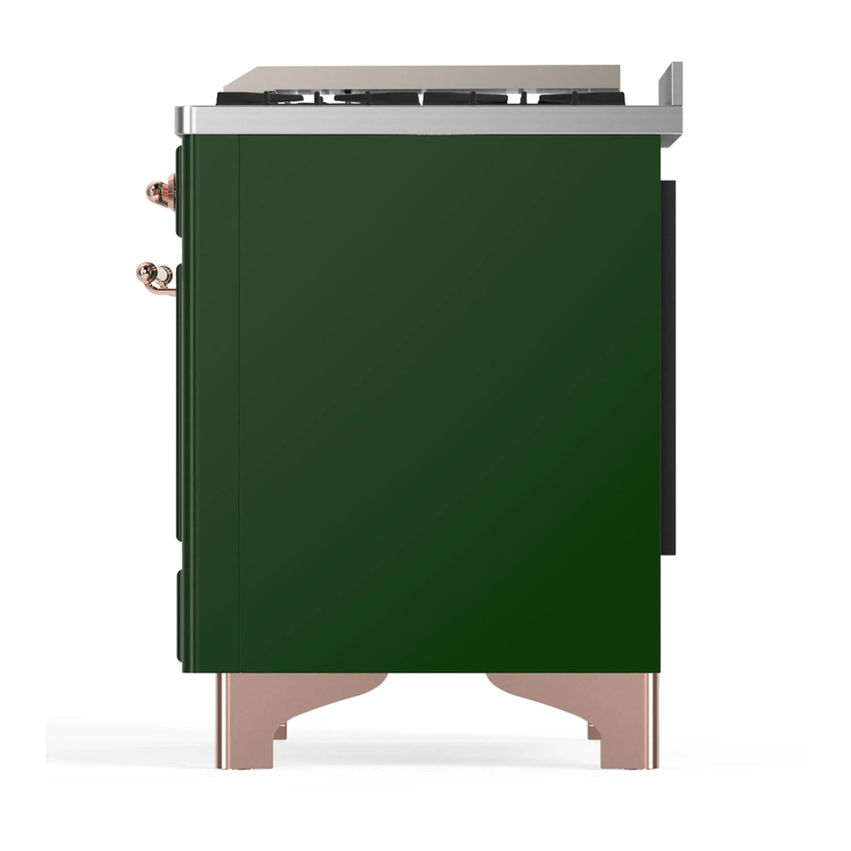 ILVE Majestic III 40-inch Dual Fuel Range with 6 Natural Gas Burner, Griddle and Solid Door Electric Oven in Emerald Green with Copper Trim (UMD40FQNR3EGP)
