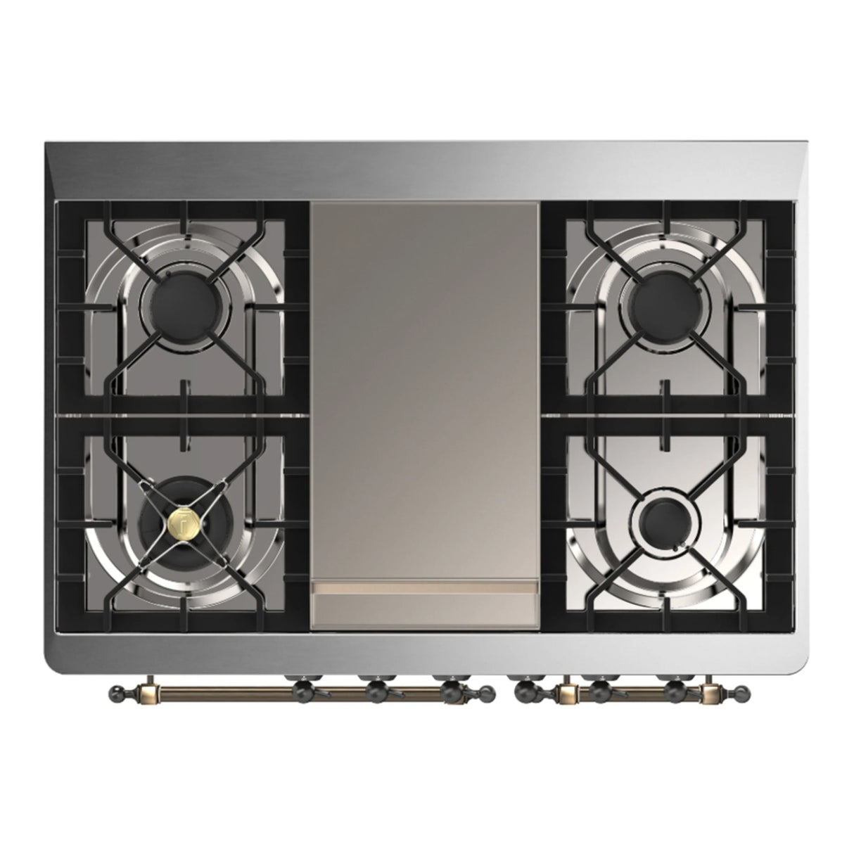 ILVE Majestic III 40-inch Dual Fuel Range with 5 Liquid Propane Burner, Griddle and Solid Door Electric Oven in Midnight Blue with Burnished Trim (UMD40FQNR3MBBLP)