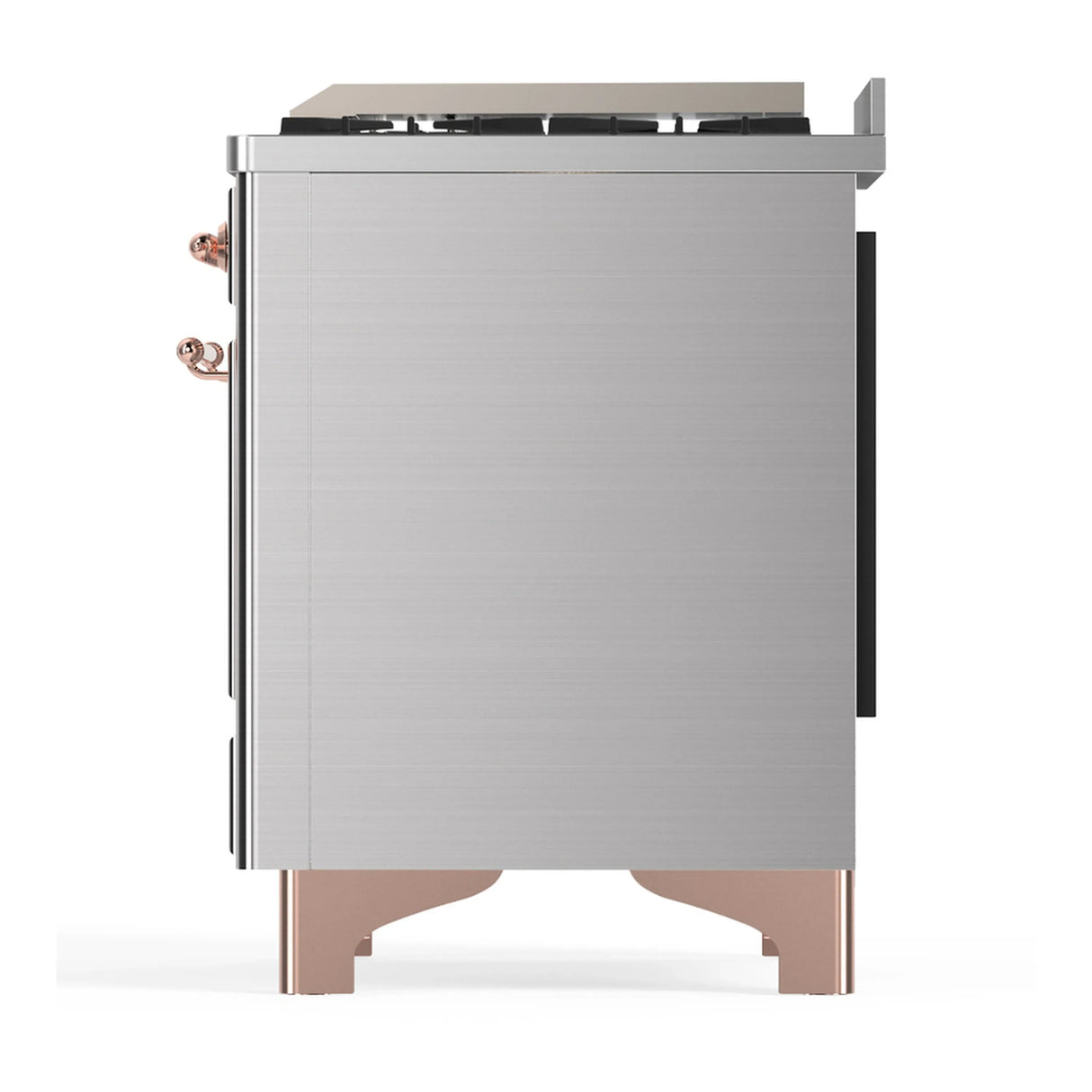 ILVE Majestic III 40-inch Dual Fuel Range with 6 Natural Gas Burner, Griddle and Solid Door Electric Oven in Stainless Steel with Copper Trim (UMD40FQNR3SSP)