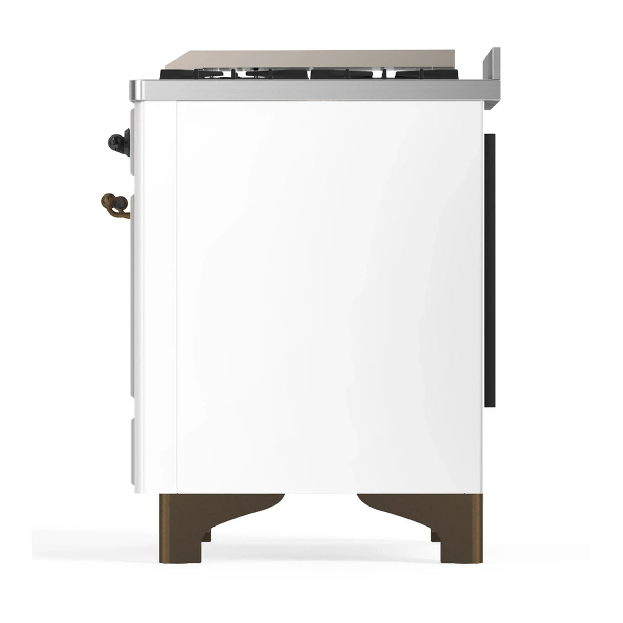ILVE Majestic III 40-inch Dual Fuel Range with 5 Liquid Propane Burner, Griddle and Solid Door Electric Oven in White with Burnished Trim (UMD40FQNR3WHBLP)