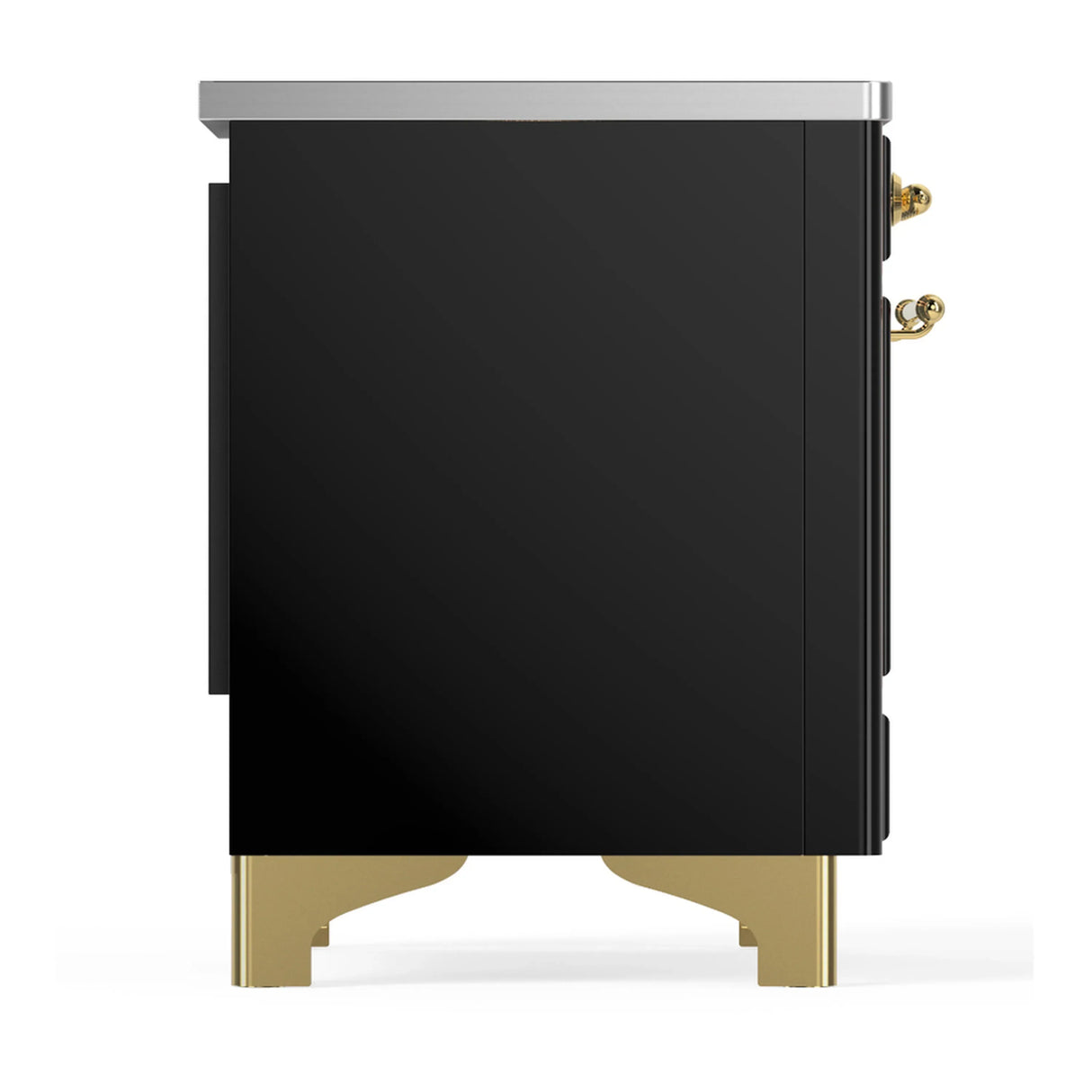 ILVE Majestic III 40-Inch Induction Range with 6 Induction Elements and Triple Glass Door Electric Oven in Glossy Black with Brass Trim (UMDIB40NR3BKG)