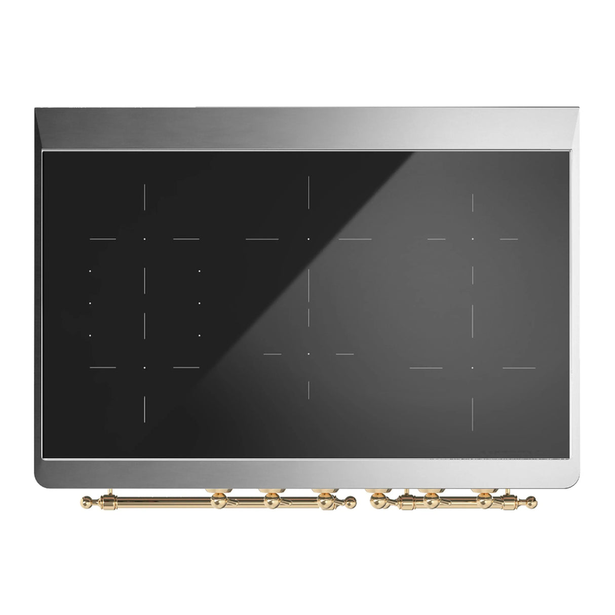 ILVE Majestic III 40-Inch Induction Range with 6 Induction Elements and Triple Glass Door Electric Oven in Glossy Black with Brass Trim (UMDIB40NR3BKG)