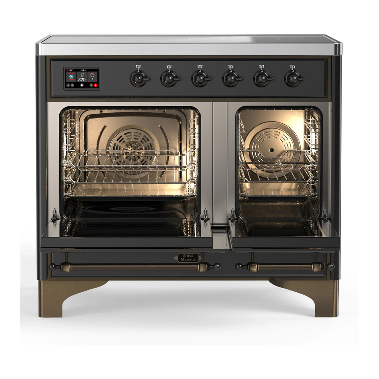 ILVE Majestic III 40-Inch Induction Range with 6 Induction Elements and Triple Glass Door Electric Oven in Matte Graphite with Burnished Trim (UMDIB40NR3MGB)