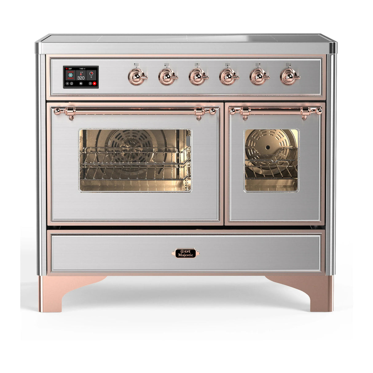 ILVE Majestic III 40-Inch Induction Range with 6 Induction Elements and Triple Glass Door Electric Oven in Stainless Steel with Copper Trim (UMDIB40NR3SSP)