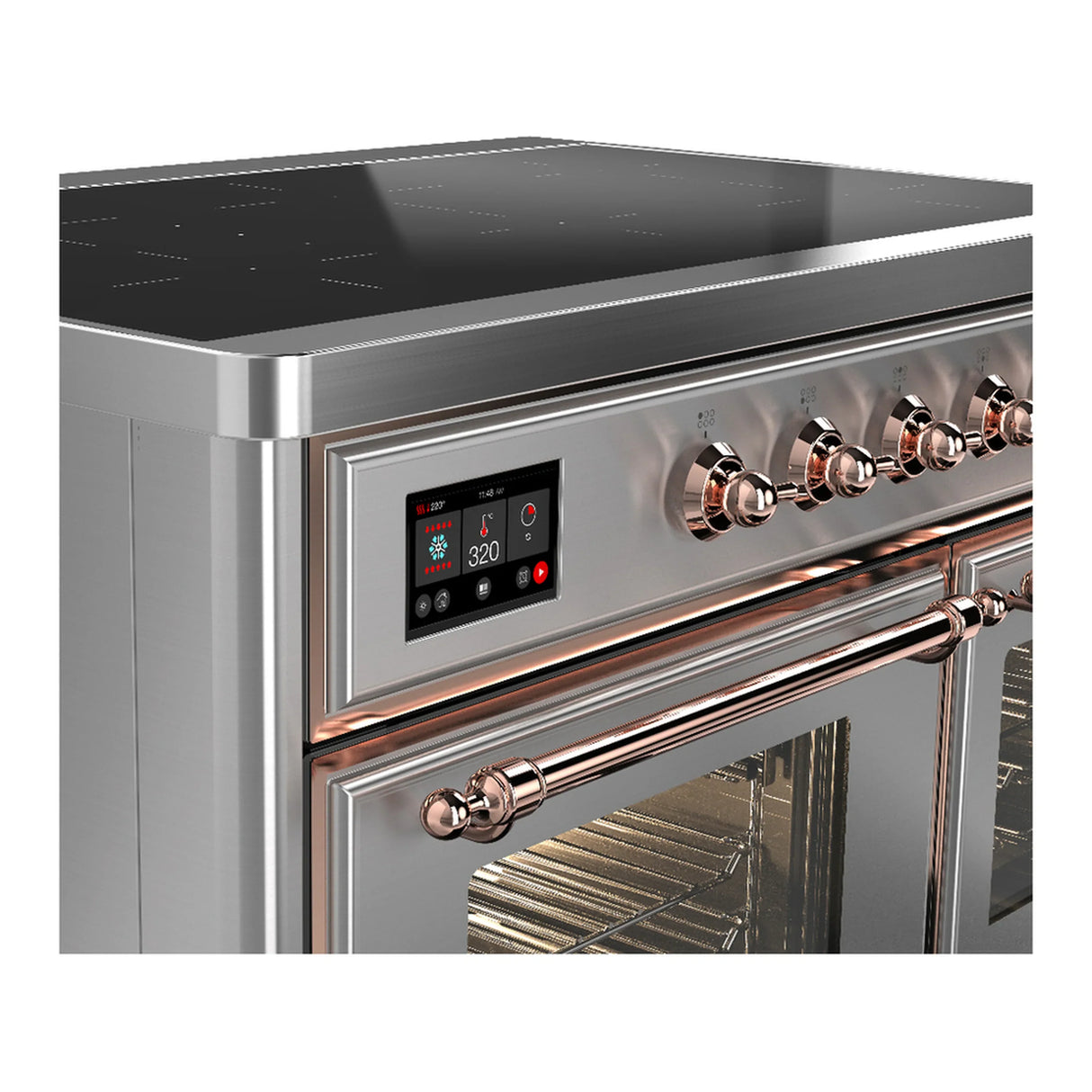 ILVE Majestic III 40-Inch Induction Range with 6 Induction Elements and Triple Glass Door Electric Oven in Stainless Steel with Copper Trim (UMDIB40NR3SSP)