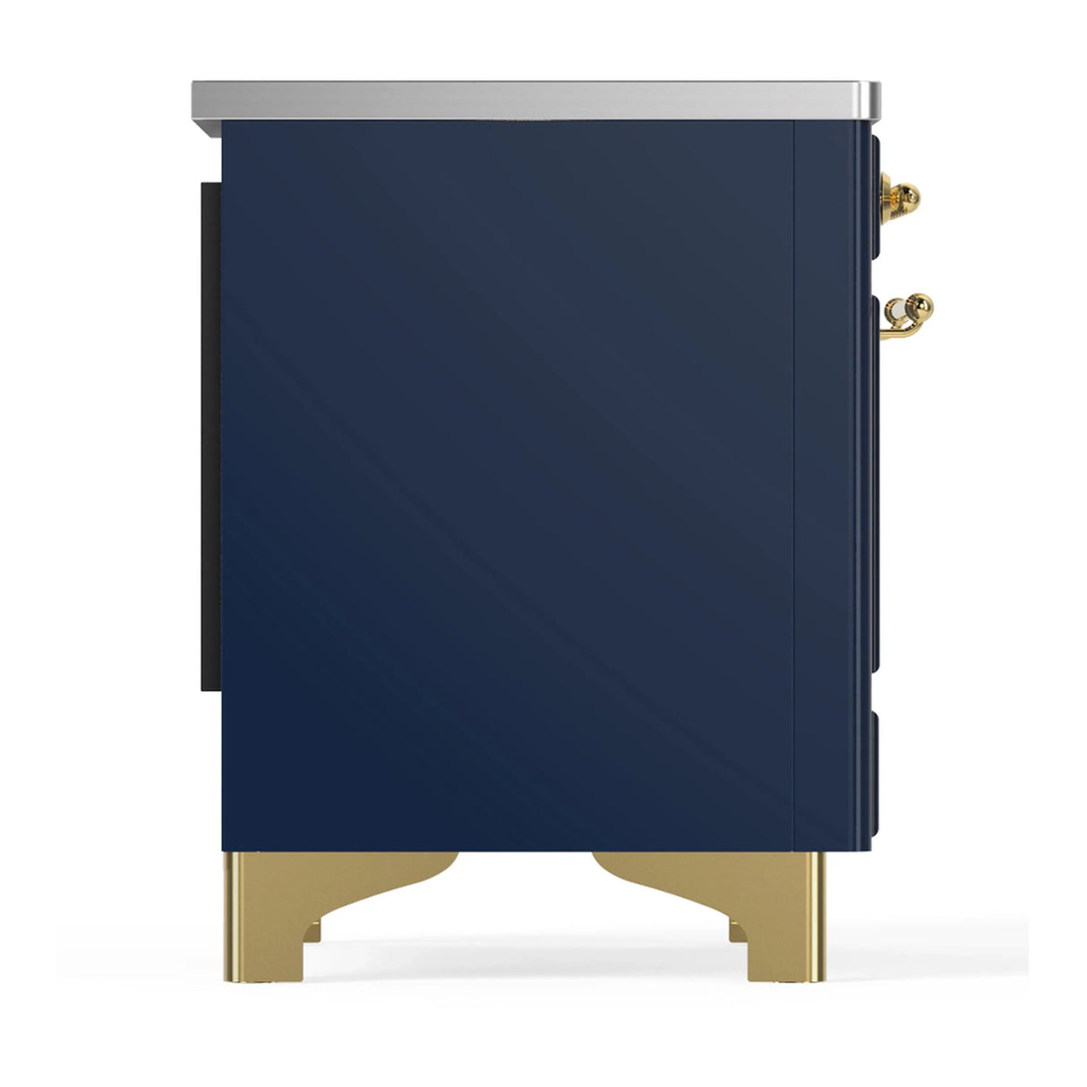 ILVE Majestic III 40-Inch Induction Range with 6 Induction Elements and Solid Door Electric Oven in Mightnight Blue with Brass Trim (UMDIB40QNR3MBG)