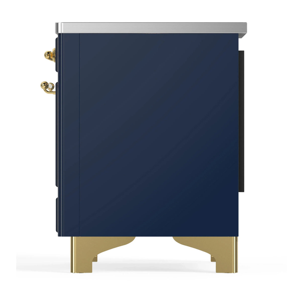 ILVE Majestic III 40-Inch Induction Range with 6 Induction Elements and Solid Door Electric Oven in Mightnight Blue with Brass Trim (UMDIB40QNR3MBG)