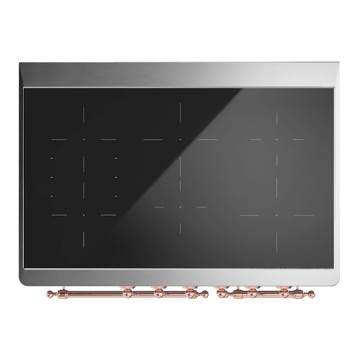 ILVE Majestic III 40-Inch Induction Range with 6 Induction Elements and Solid Door Electric Oven in Mightnight Blue with Copper Trim (UMDIB40QNR3MBP)