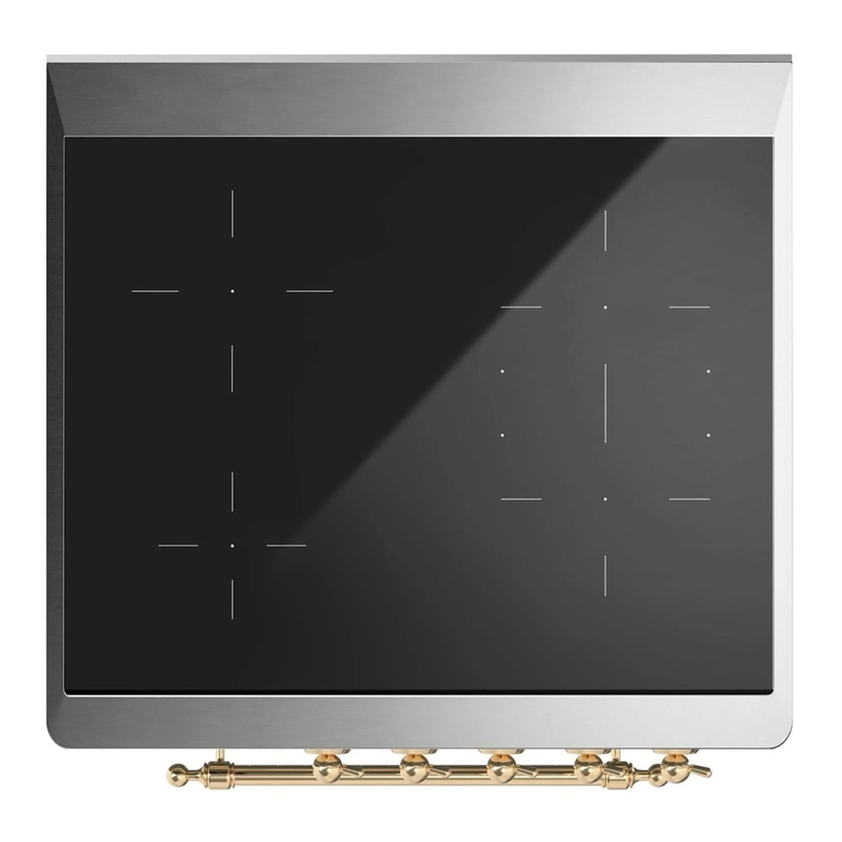 ILVE Majestic III 30-Inch Induction Range with 4 Induction Elements and Triple Glass Door Electric Oven in White with Brass Trim (UMIB30NR3WHG)