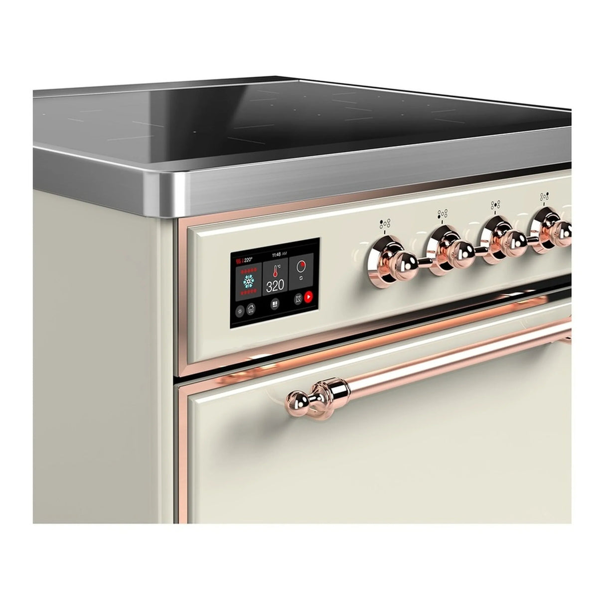 ILVE Majestic III 30-Inch Induction Range with 4 Induction Elements and Solid Door Electric Oven in Antique White with Copper Trim (UMIB30QNR3AWP)