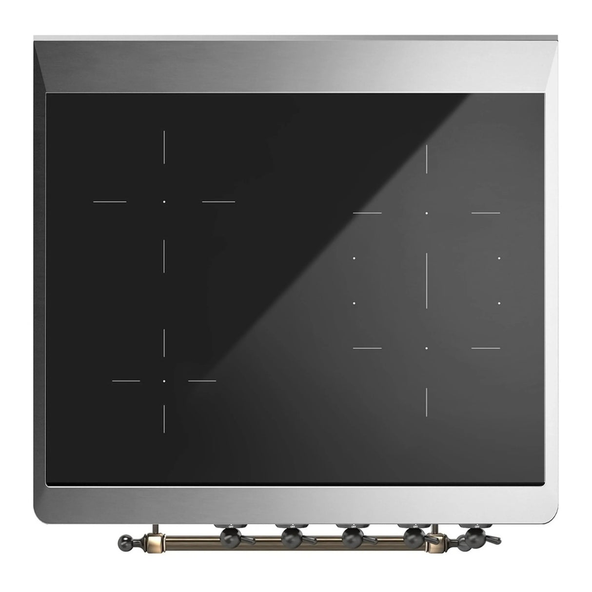 ILVE Majestic III 30-Inch Induction Range with 4 Induction Elements and Solid Door Electric Oven in Mightnight Blue with Burnished Trim (UMIB30QNR3MBB)