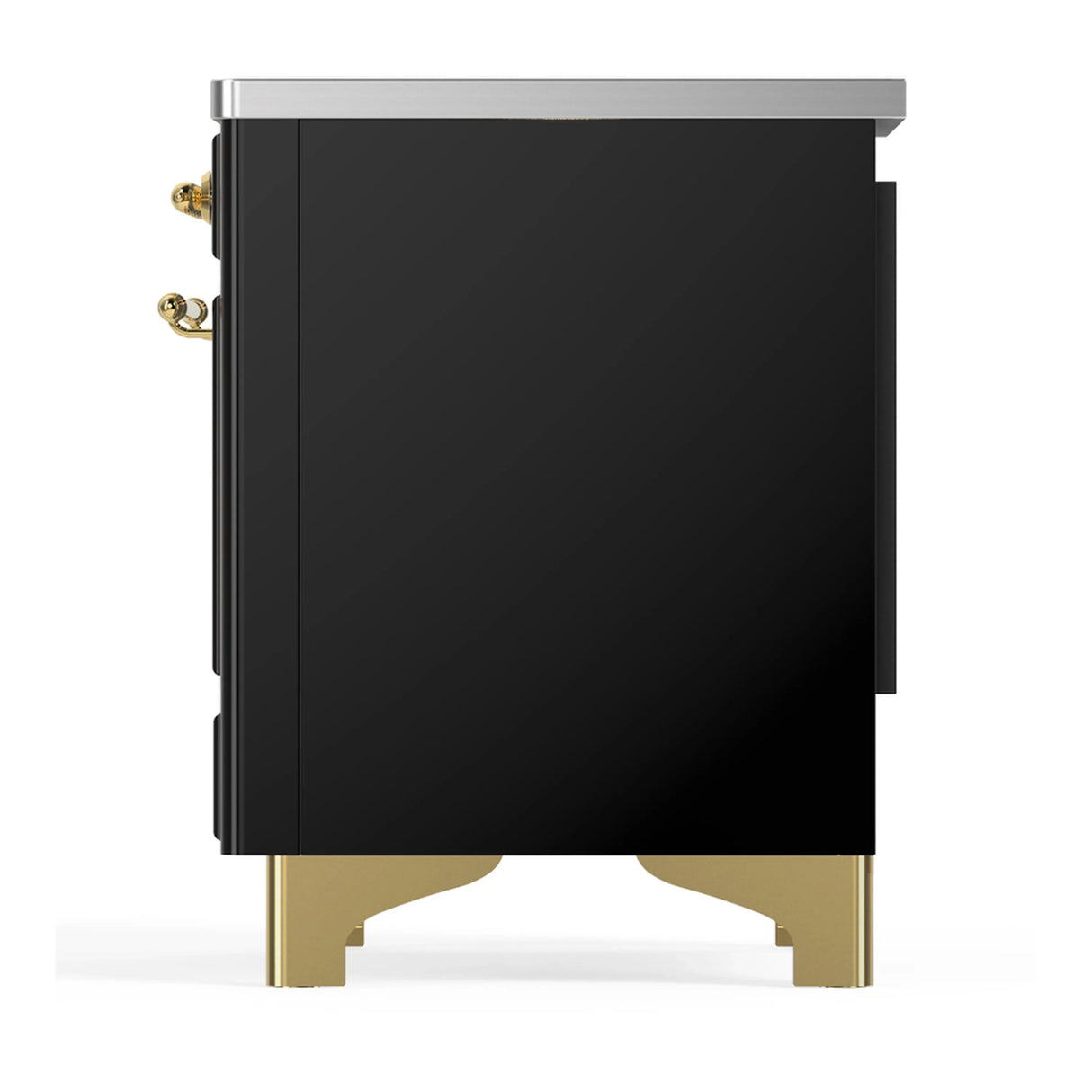 ILVE Majestic III 36-Inch Induction Range with 6 Induction Elements and Triple Glass Door Electric Oven in Glossy Black with Brass Trim (UMIB36NR3BKG)