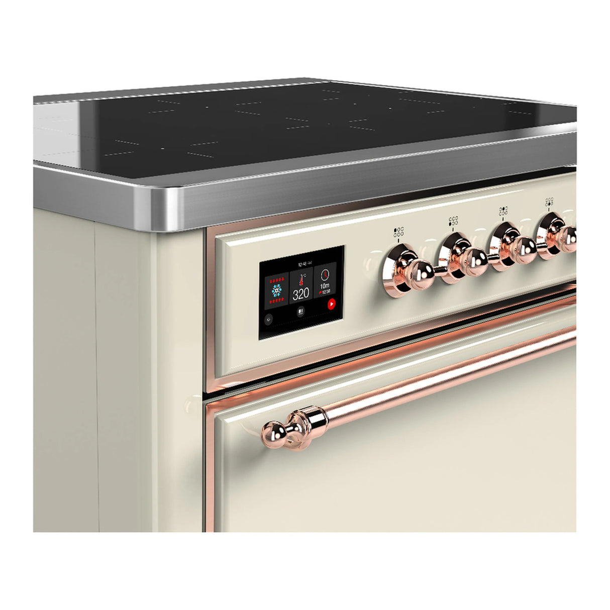 ILVE Majestic III 36-Inch Induction Range with 6 Induction Elements and Solid Door Electric Oven in Antique White with Copper Trim (UMIB36QNR3AWP)