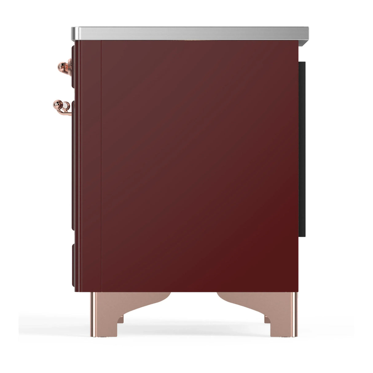 ILVE Majestic III 36-Inch Induction Range with 6 Induction Elements and Solid Door Electric Oven in Burgundy with Copper Trim (UMIB36QNR3BUP)