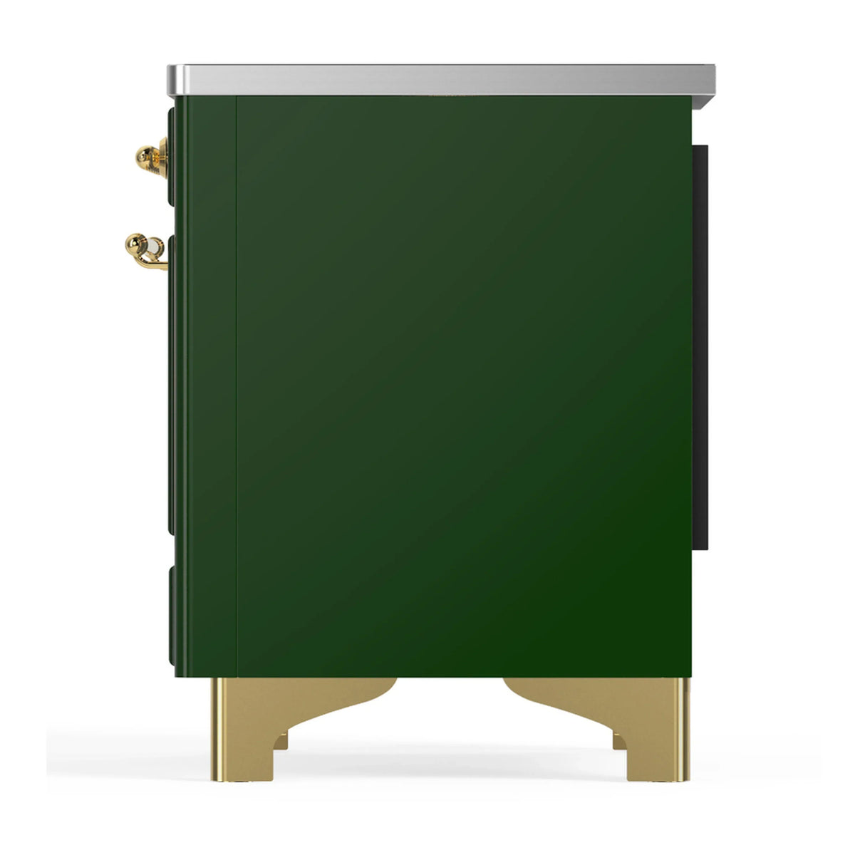 ILVE Majestic III 36-Inch Induction Range with 6 Induction Elements and Solid Door Electric Oven in Emerald Green with Brass Trim (UMIB36QNR3EGG)