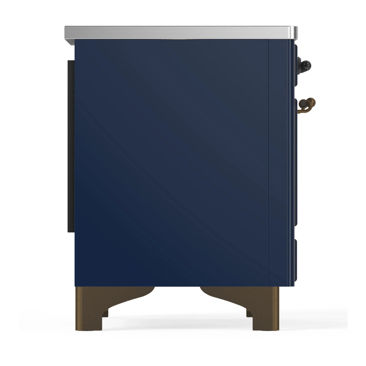ILVE Majestic III 36-Inch Induction Range with 6 Induction Elements and Solid Door Electric Oven in Mightnight Blue with Burnished Trim (UMIB36QNR3MBB)