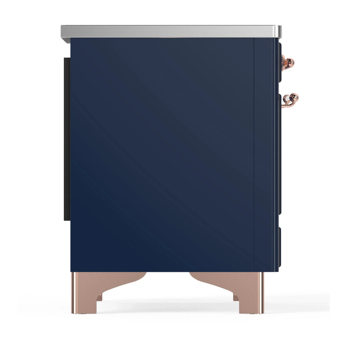 ILVE Majestic III 36-Inch Induction Range with 6 Induction Elements and Solid Door Electric Oven in Mightnight Blue with Copper Trim (UMIB36QNR3MBP)
