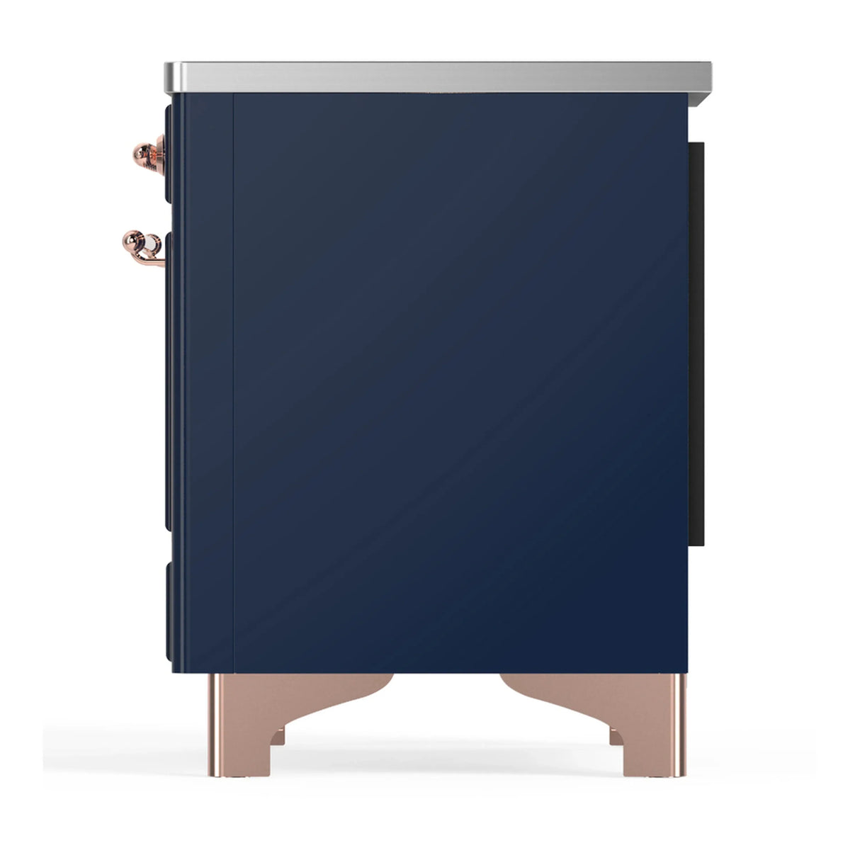 ILVE Majestic III 36-Inch Induction Range with 6 Induction Elements and Solid Door Electric Oven in Mightnight Blue with Copper Trim (UMIB36QNR3MBP)