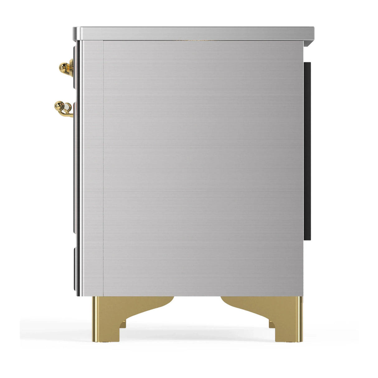 ILVE Majestic III 36-Inch Induction Range with 6 Induction Elements and Solid Door Electric Oven in Stainless Steel with Brass Trim (UMIB36QNR3SSG)
