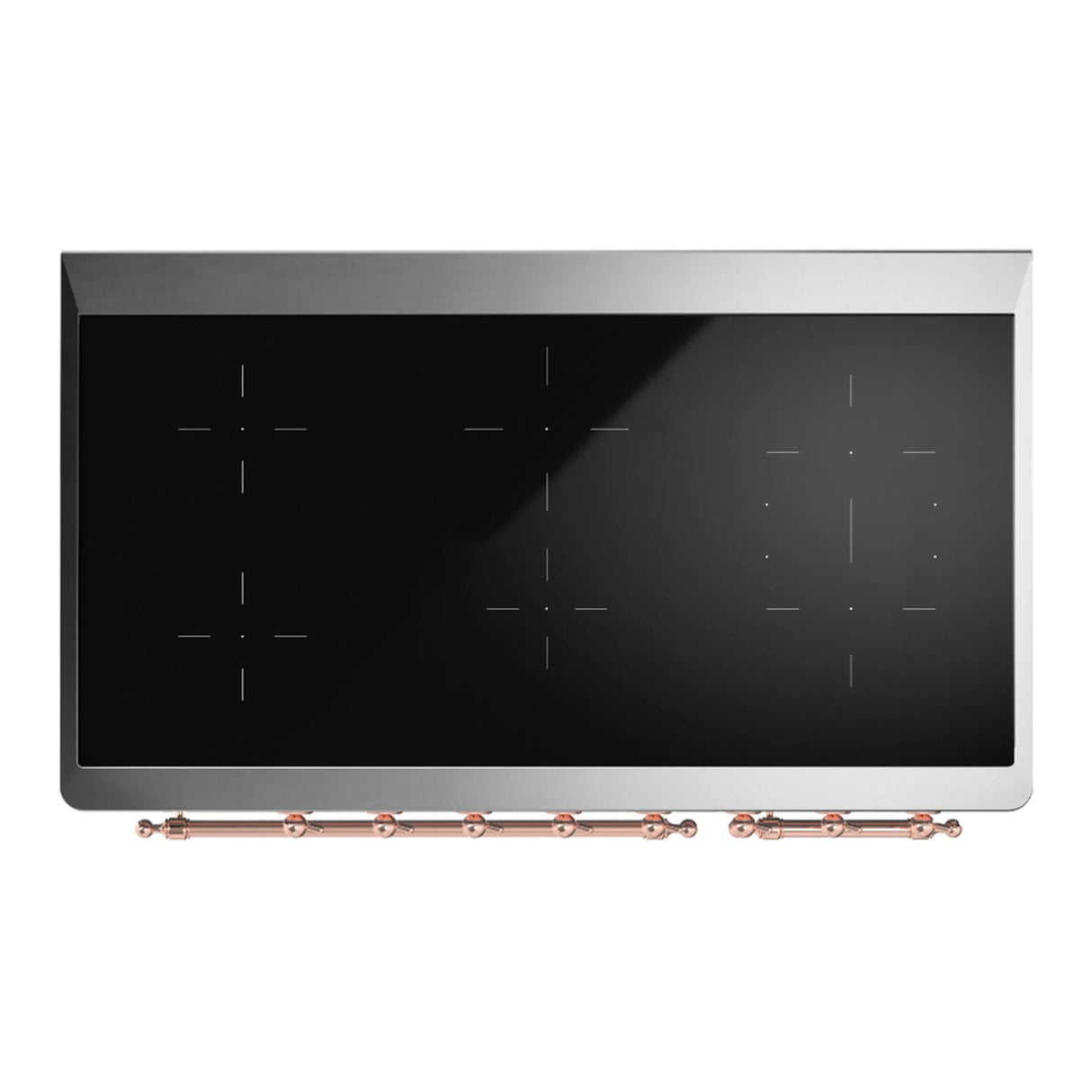 ILVE Majestic III 48-Inch Induction Range with 6 Induction Elements and Triple Glass Door Electric Oven in Blue Grey with Copper Trim (UMIB48NR3BGP)