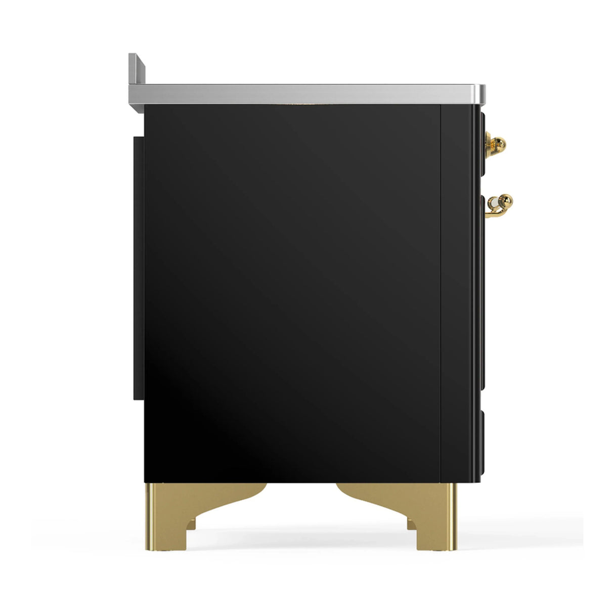 ILVE Majestic III 48-Inch Induction Range with 6 Induction Elements and Triple Glass Door Electric Oven in Glossy Black with Brass Trim (UMIB48NR3BKG)