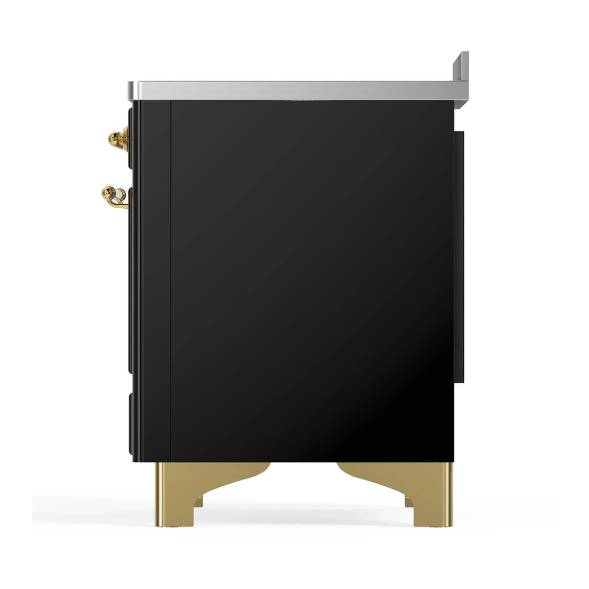 ILVE Majestic III 48-Inch Induction Range with 6 Induction Elements and Triple Glass Door Electric Oven in Glossy Black with Brass Trim (UMIB48NR3BKG)