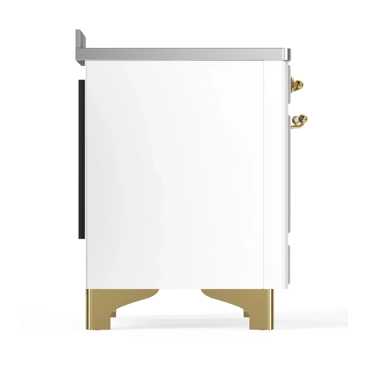 ILVE Majestic III 48-Inch Induction Range with 6 Induction Elements and Triple Glass Door Electric Oven in White with Brass Trim (UMIB48NR3WHG)