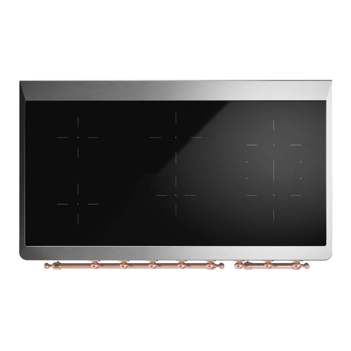 ILVE Majestic III 48-Inch Induction Range with 6 Induction Elements and Solid Door Electric Oven in Glossy Black with Copper Trim (UMIB48QNR3BKP)