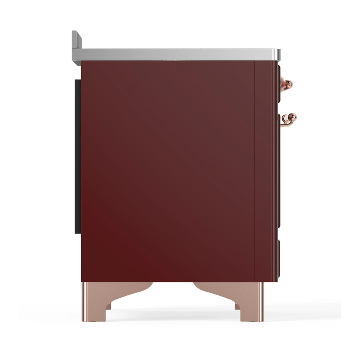 ILVE Majestic III 48-Inch Induction Range with 6 Induction Elements and Solid Door Electric Oven in Burgundy with Copper Trim (UMIB48QNR3BUP)