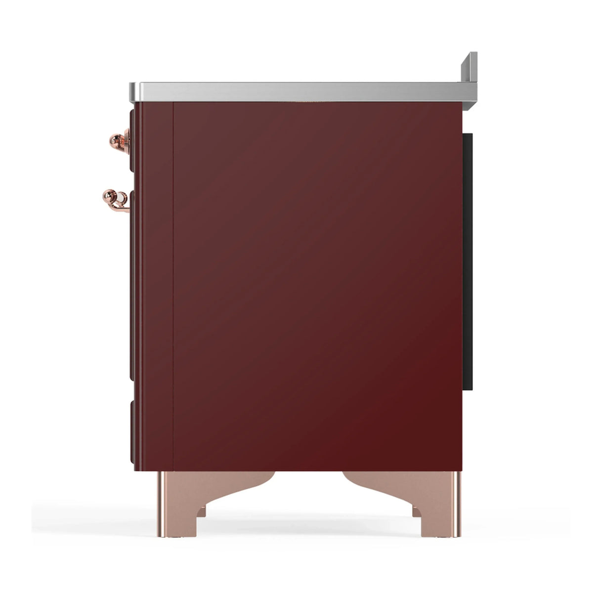 ILVE Majestic III 48-Inch Induction Range with 6 Induction Elements and Solid Door Electric Oven in Burgundy with Copper Trim (UMIB48QNR3BUP)