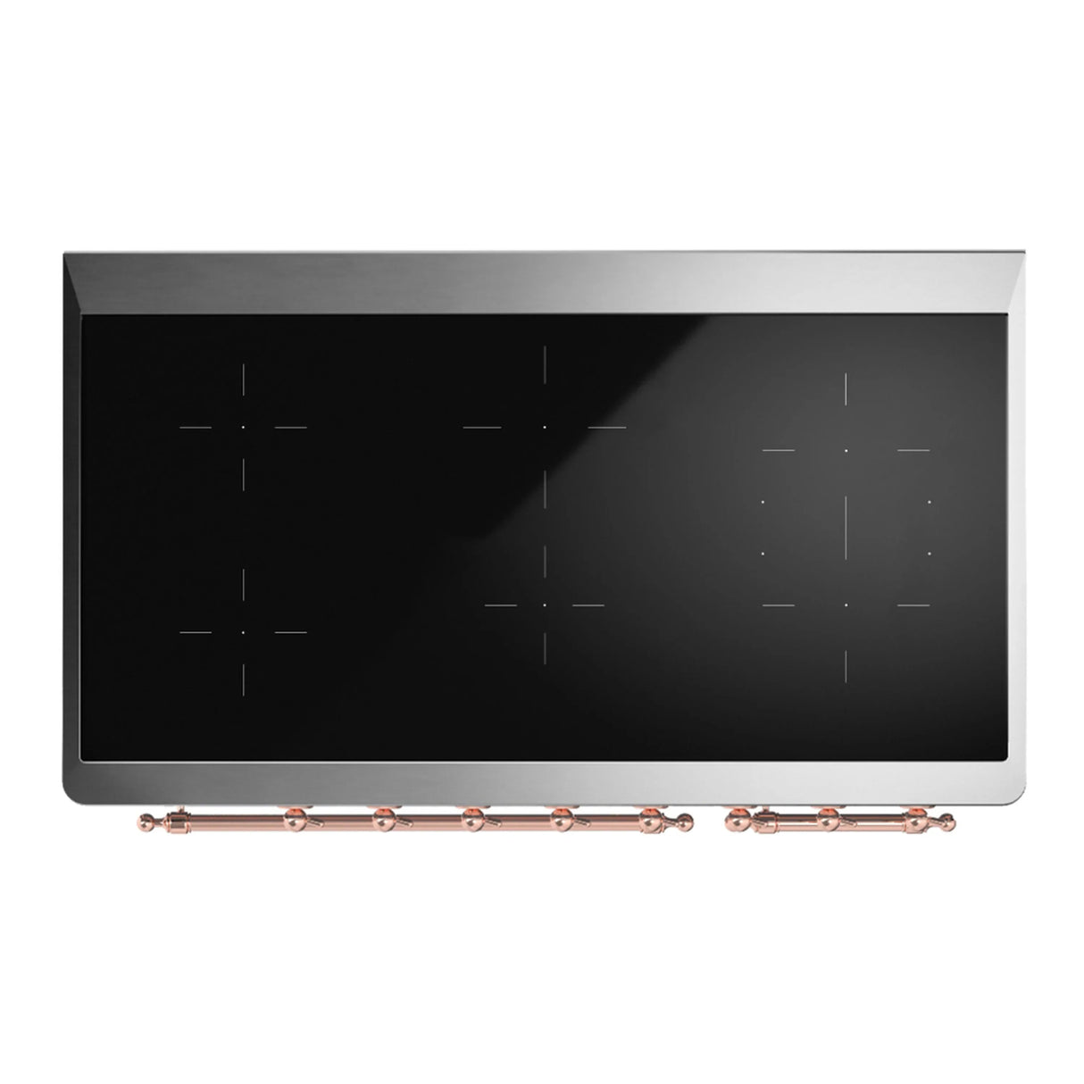 ILVE Majestic III 48-Inch Induction Range with 6 Induction Elements and Solid Door Electric Oven in Burgundy with Copper Trim (UMIB48QNR3BUP)
