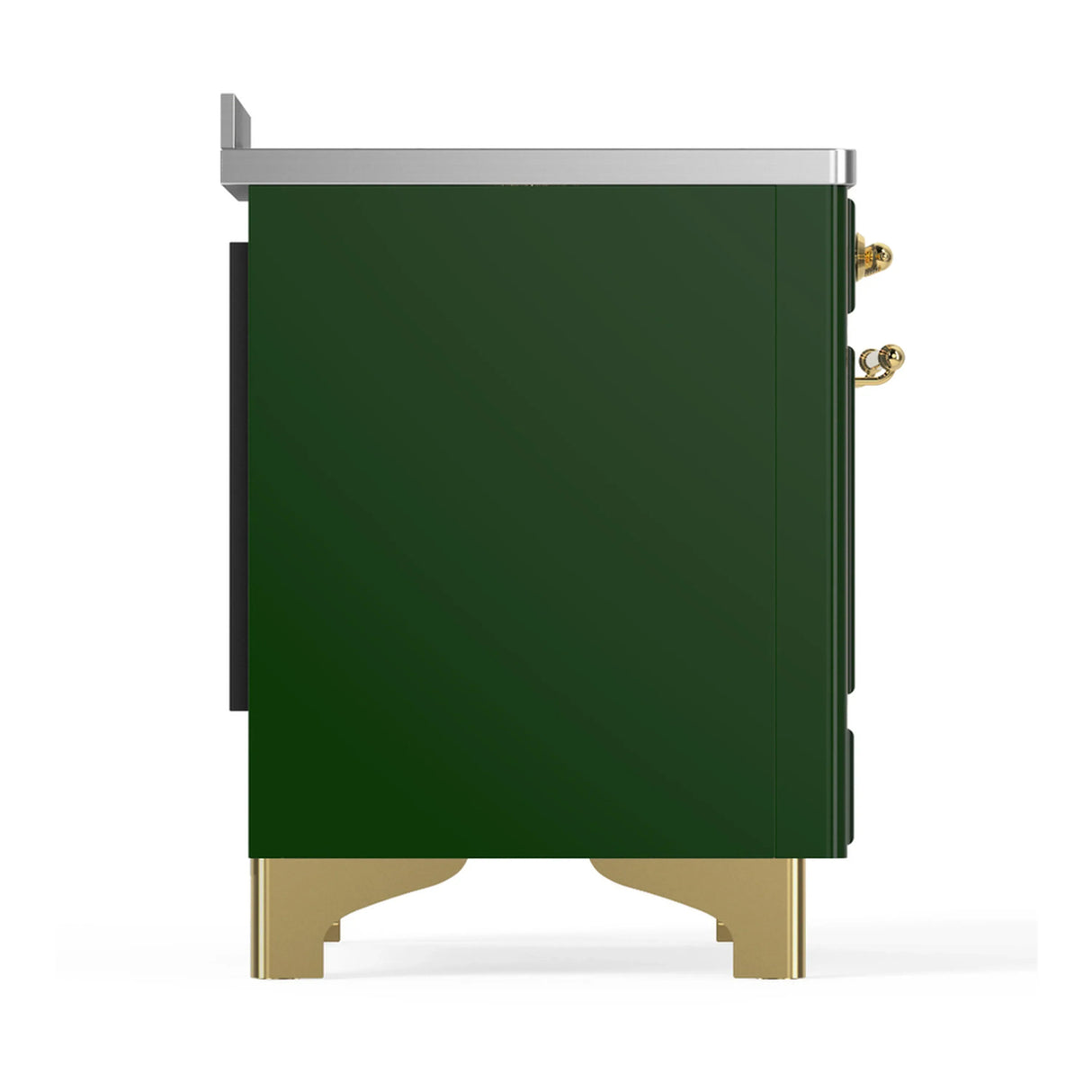 ILVE Majestic III 48-Inch Induction Range with 6 Induction Elements and Solid Door Electric Oven in Emerald Green with Brass Trim (UMIB48QNR3EGG)