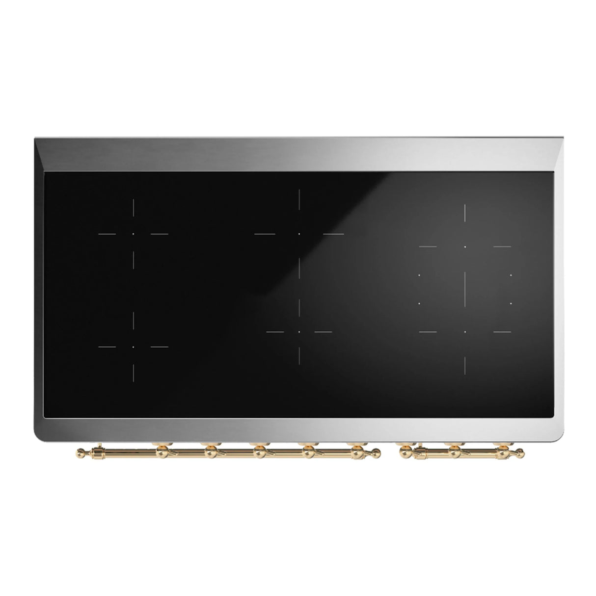 ILVE Majestic III 48-Inch Induction Range with 6 Induction Elements and Solid Door Electric Oven in Emerald Green with Brass Trim (UMIB48QNR3EGG)