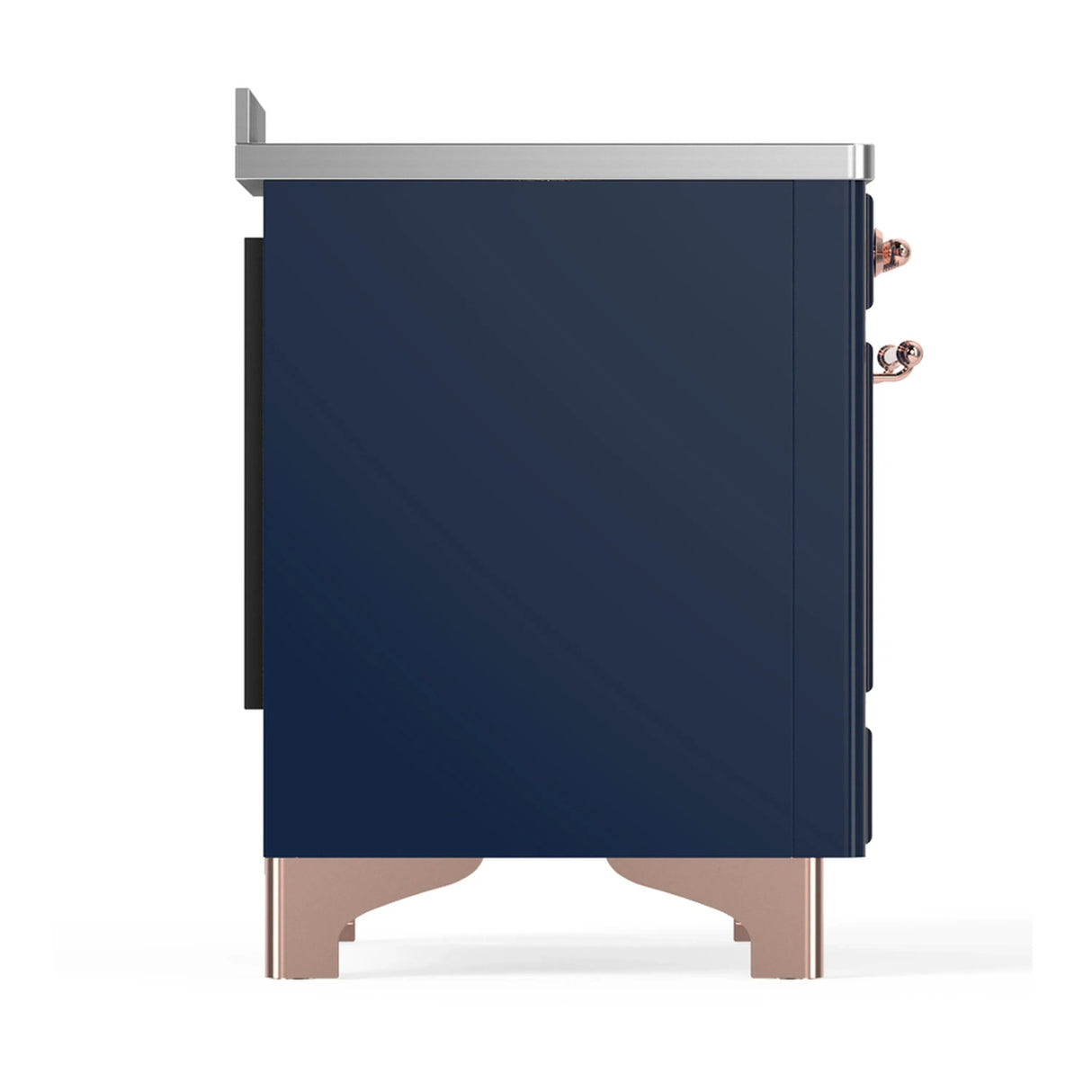 ILVE Majestic III 48-Inch Induction Range with 6 Induction Elements and Solid Door Electric Oven in Mightnight Blue with Copper Trim (UMIB48QNR3MBP)