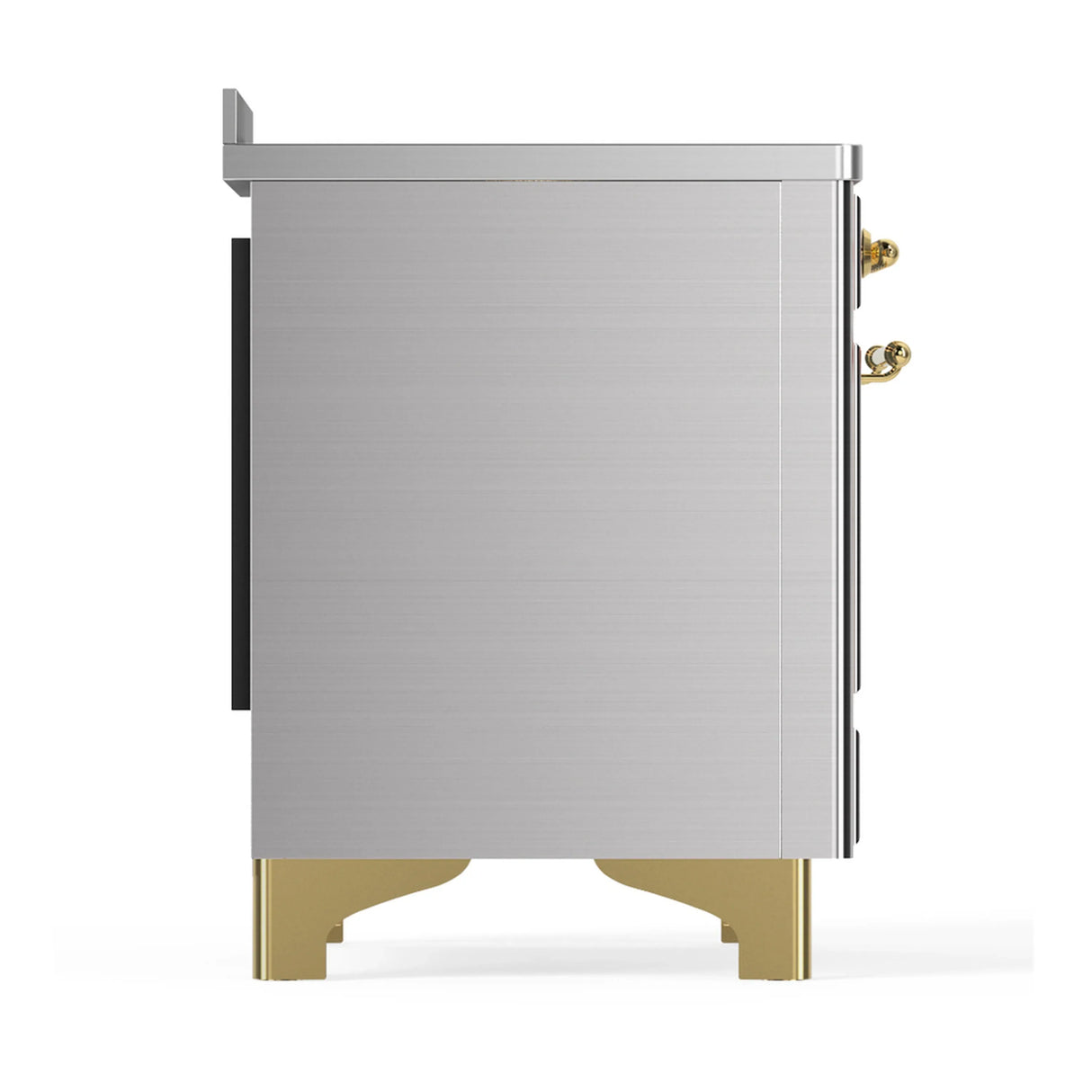 ILVE Majestic III 48-Inch Induction Range with 6 Induction Elements and Solid Door Electric Oven in Stainless Steel with Brass Trim (UMIB48QNR3SSG)