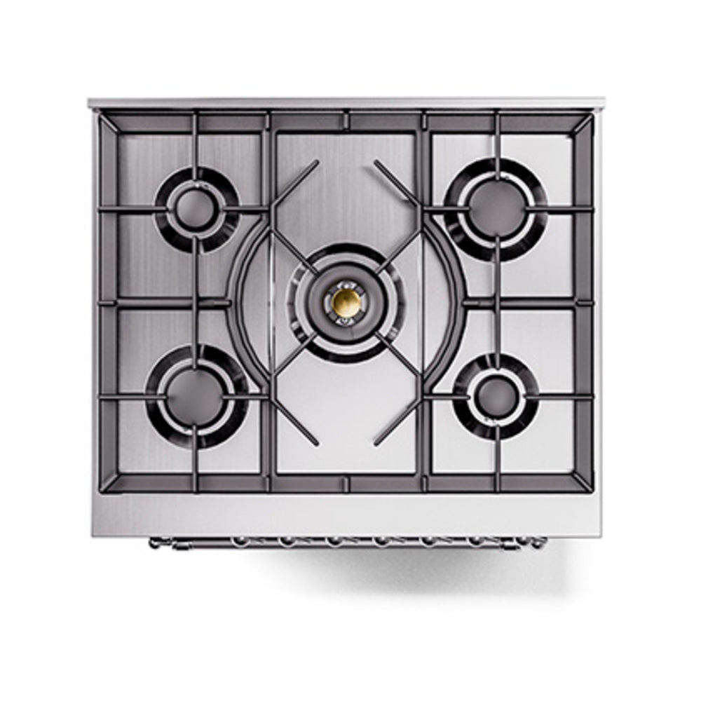 ILVE Nostalgie II Noblesse 30-Inch Propane Gas Dual Fuel Range with Solid Door in Midnight Blue with Chrome Trim (UN30QNMPMBCLP)