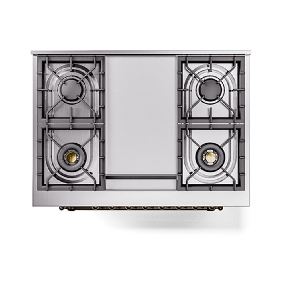 ILVE Nostalgie II Noblesse 36-Inch Propane Gas Dual Fuel Range and Triple Glass Door in Matte Graphite with Bronze Trim (UN36FNMPMGBLP)
